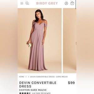 Large Dark Mauve Birdy Grey Devin Convertible Bridesmaid Dress